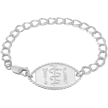 QR Code Santa Rosa Classic Medical ID Bracelet Sterling Silver, Silver, large image number 1